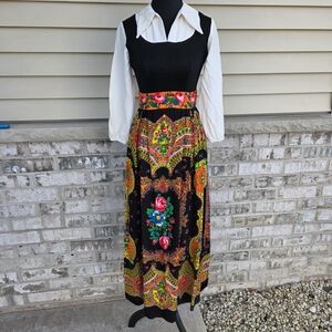Vintage 70s Carlette Union Made Boho Floral Maxi Dress